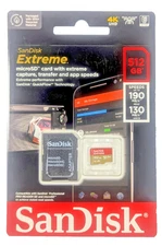 SanDisk 512GB Extreme Micro SD Card with Adapter - 190MB/130MB