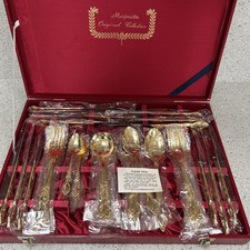 Marjonette Original Collection 24 Carat Gold Plated Cutlery Set 43 Piece in case