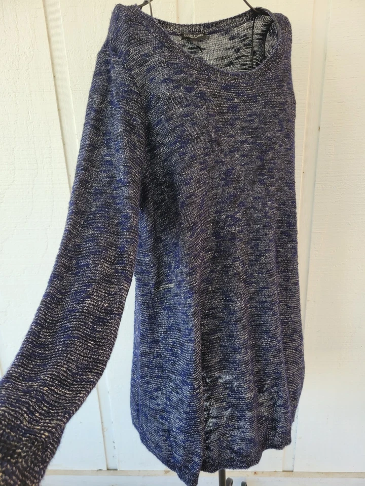 1X Suéter Eileen Fisher Karma Jacquard Tejido Abierto Pullover Lino Viscosa Mezcla Foto 3 de 4