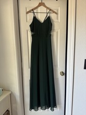 Birdy Grey Green Sleeveless Spaghetti Strap V-Neck Maxi Bridesmaid Dress XS