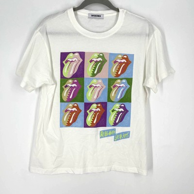 Daydreamer Rolling Stones 9 Licks Boyfriend Tee White Small NWOT