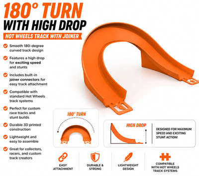 Hot Wheels 180 Degree High Drop Track Turn Curve 3D Printed Stunt Piece