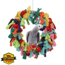 Parrot Chew Toy Cotton Rope Ring African Grey Cockatoo Conure