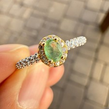 925 Sterling Silver Ring 4x3mm Green Natural Emerald Gemstone Women Jewelry Cute