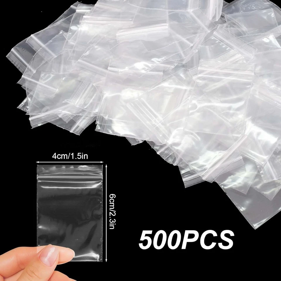 500 Plastikbeutel, Transparente Zip Beutel Kleine Plastiktüten Verschluss, - Bild 3 von 4