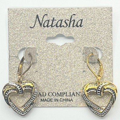 Natasha BR KRN vergoldet mit Diamant Ohrring Hebel Rückenform Herz