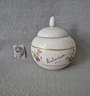 Sandstone / Ceramic Jar / Box Signed Waillault 210 France Auterive Floral Decor