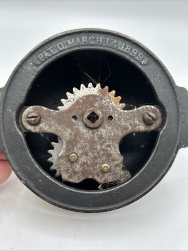 Antique Victorian Working Mechanical Turn n Twist Doorbell Bell Only Patent 1899 - Imagen 6 de 15