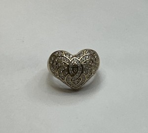 Authentic Gold Plated 925 Sterling Silver Big Puffy Heart CZ Ring