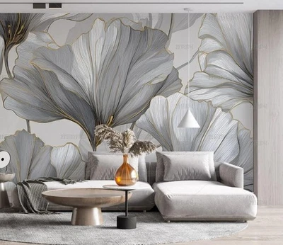 3D Luxury Floral Background Self-adhesive Removeable Wallpaper Wall Mural - Image 1 of 4