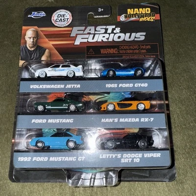 JADA TOYS Jada Nano Hollywood Rides Fast and Furious rare 6 pack Jetta RX-7 GT40 ++