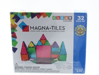 Magna Tiles Clear Colors 32 Piece Set - Magnetic Building Toy for Ages 3+