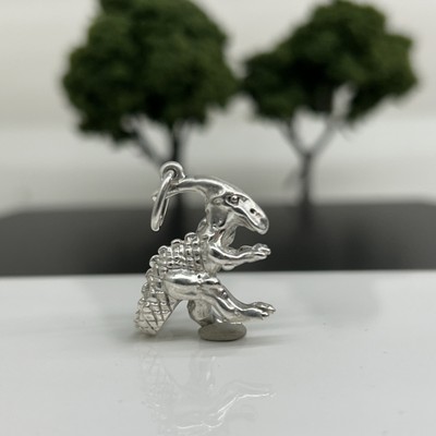 Vintage massiv Sterlingsilber Parasorolophus Dinosaurier Charm Anhänger 