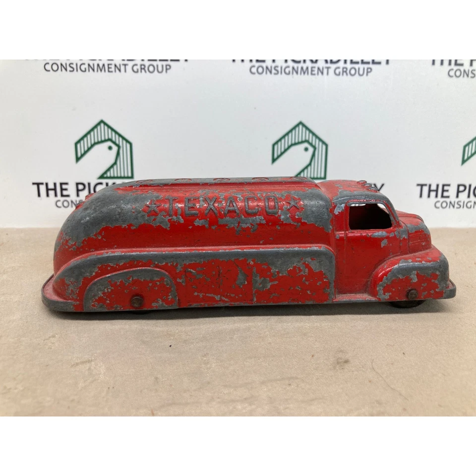Vintage Tootsietoy Texaco Caminhão-tanque Carro de Brinquedo - Aço Prensado - Fabricado nos EUA - Imagem 2 de 4