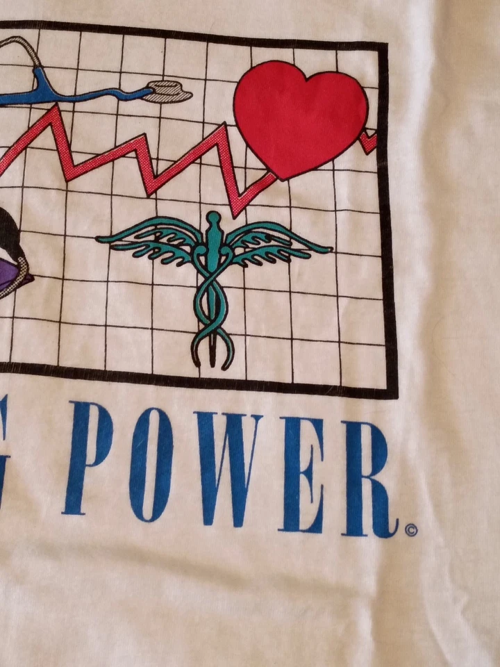 Camiseta De Colección Años 90 Oneita HEALING POWER Talla L Power-T Médico Enfermera Foto 3 de 4