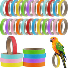 24 Pcs Chew Bagels Bird Toys for Parrots 2.4 Inch Wood Bird Chew Toys Colorfu...