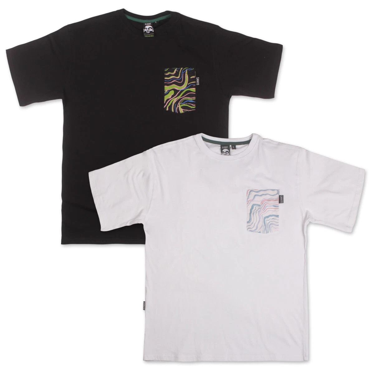 Djinns Oversize Pocket T-Shirt Arty Waves Men Top Chest Pocket