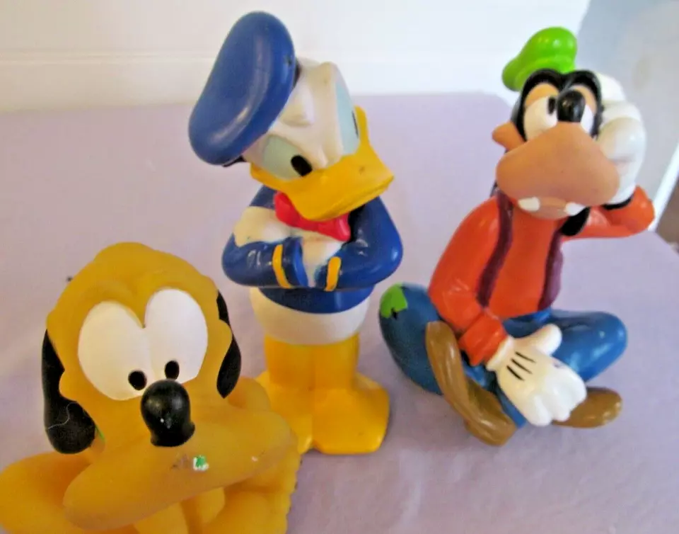 Disney Pluto GOOFY Donald Duck squeaky Bath Toy 5.5" Rubber Figure - Image 3 of 4