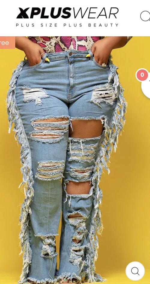 Plus size best sale jeans with fringe