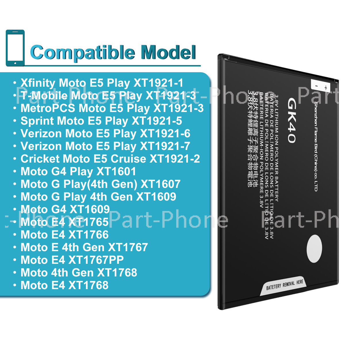 MOT1609BAT Phone Battery GK40 ForMotorola Moto G4 Play XT1766