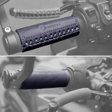 Vintage Cowhide Leather Motorcycle Handlebar Hand Grips Leather Covers USA Ship