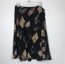 Vintage Citron Santa Monica Silk Asian Maxi Skirt Size XL Postcard