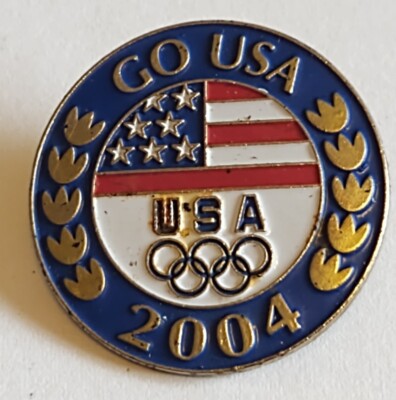 Go USA 2004 Olympics Round Souvenir Pin
