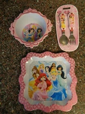Disney Meal Time Magic Princess Set Plate, Bowl, Fork & Spoon Set New Unused HTF