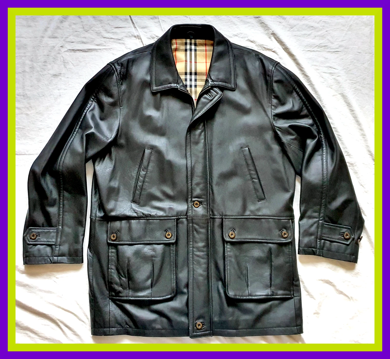 Magnifico Cappotto Uomo Burberry's Pelle Nero Ottime Condizioni Ottima Qualità