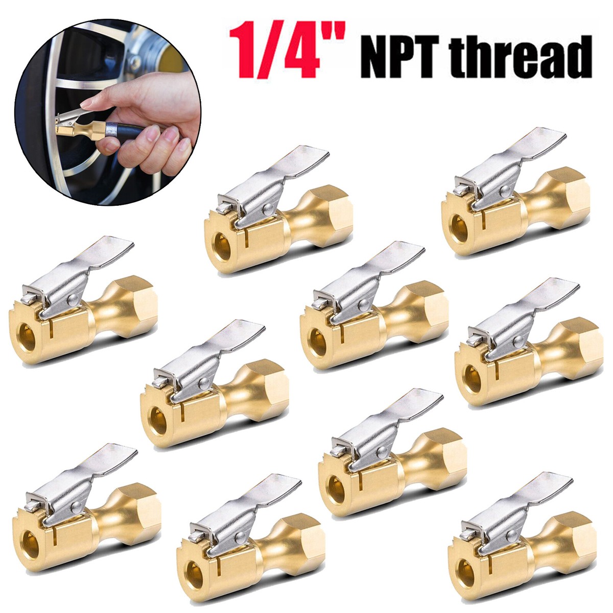 Open Flow Tire Inflation Connector 14 Inch Npt Ball Foot Air Chuck 