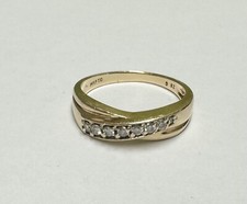 14K SOLID YELLOW GOLD .20CT DIAMOND WEDDING BAND size 9.25