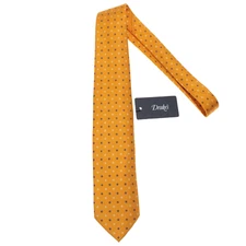 Drake's NWT Neck Tie in Orangey Yellow w/ Blue & White Mini Floral Pattern Silk