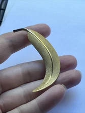 Vtg Gold Filled Long Leaf Brooch Pin Hallmark Crown Mark