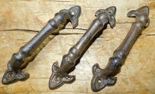 6 Cast Iron Antique Style RUSTIC Barn Handle, Gate Pull, Shed / Door Handles