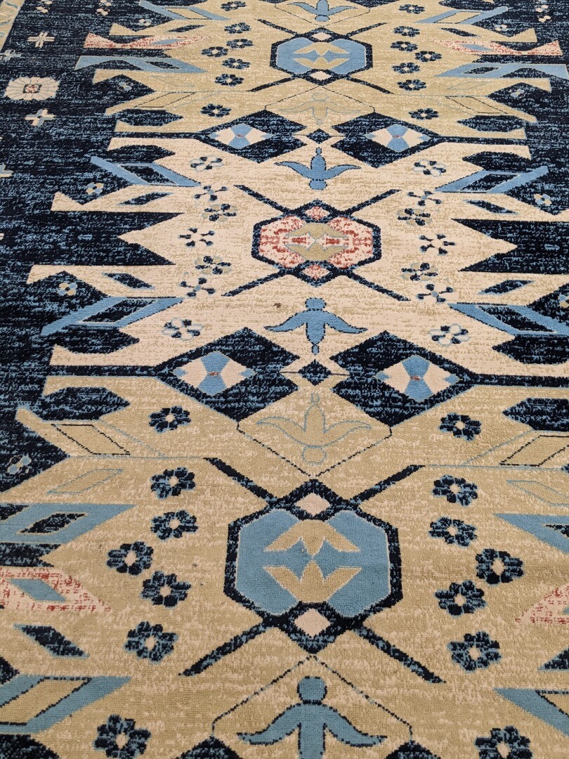 Unique Loom Heriz Collection 9' x 12' Navy Area Rug Jute Backing 0219A