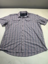 Wrangler Shirt Mens XL Red Plaid Short Sleeve Pockets Outdoor Button Up