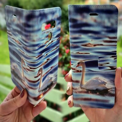 For Samsung Galaxy Series Wallet Phone Cover -  White Swan on Still Water FC04