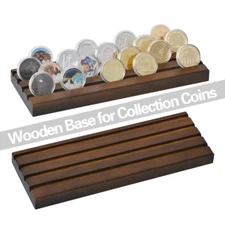 Wood Military Challenge Coins Display Case, Collectible Coins Storage Shelves