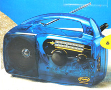 Solar Power Radio Emergency Backup Self Crank Powered AM/FM Clear Blue