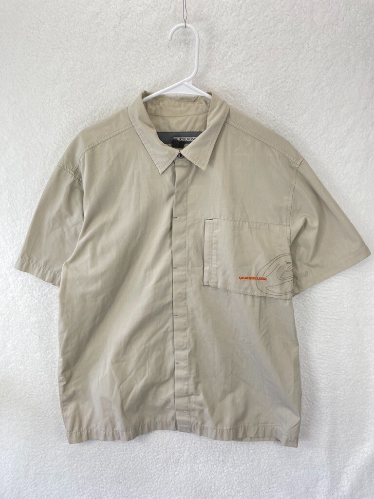 Quick Silver Men Beige Checkered Button Down Shor… - image 1