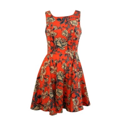 MinkPink Orange Floral Sleeveless Rachel Skater Dress Women's Size M | eBay