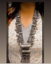 Afghani Indian Style Long Necklace With Pendant Boho Tribal Ethnic Jewelry