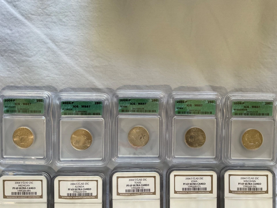 Year 2004 United States mint state quarters lot of 15 graded by ICG and NGC - Image 2 of 4