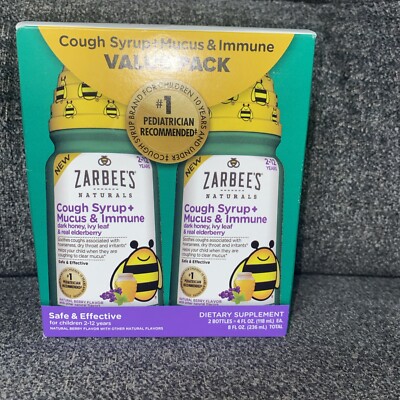 2pk NEW Zarbee's Naturals Children s Cough Syrup Mucus Immune.