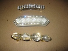 COLLECTION OF THREE VINTAGE BARRETTES RHINESTONES  LUCITE STYLES NEVER WORN 