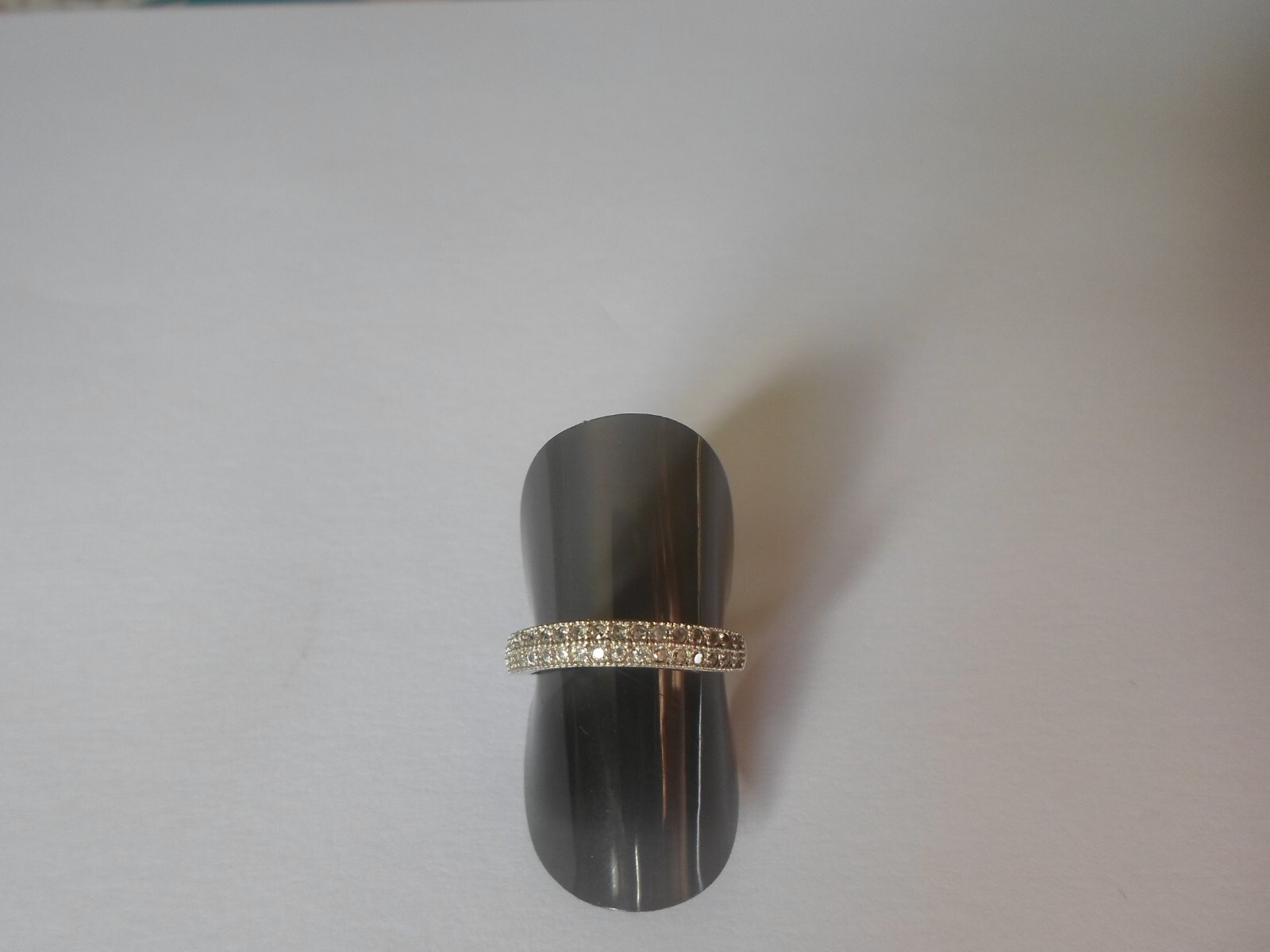 solid silver ring, double rows zirconium, size 52 - image 8