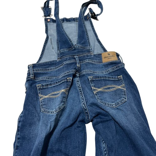 Abercrombie Kids Denim Overalls 9/10 Blue Distressed Adjustable Straps - Picture 2 of 4