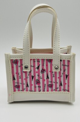 Build A Bear  O La La  Paris Purse Eiffel Tower Pink, White & Black Hand Bag EUC