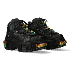 Nuevas Botas Rock WALL106-S23 Unisex Metálicas Cuero Negro Plataforma Botas Góticas