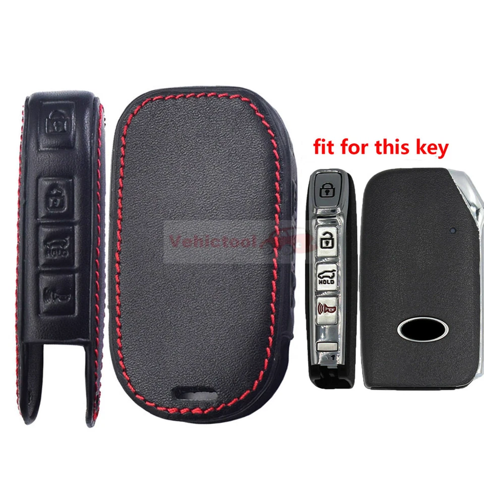 Подходит для KIA Telluride Sorento 4 кнопки кожаный дистанционный брелок сумка держатель чехол - Изображение 3 из 4